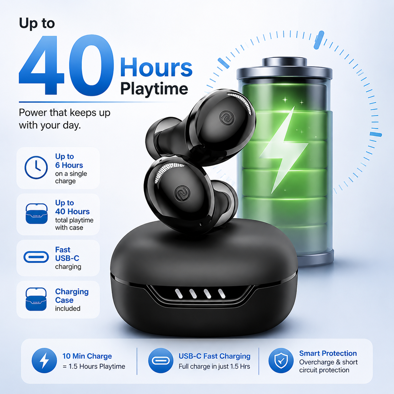 Wireless Earbuds with 45H Playtime